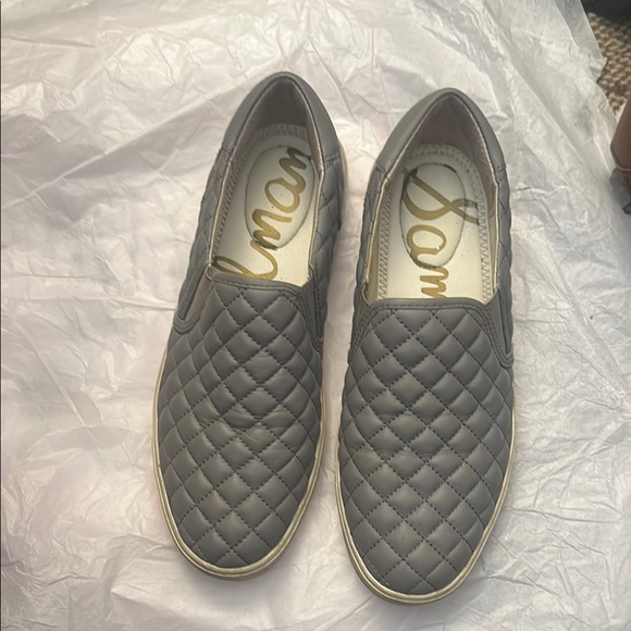 Sam Edelman Gray Slip-On Flats with Quilted Texture - Picture 2 of 5